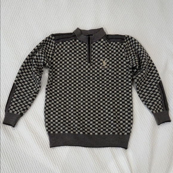 Louis Vuitton Brown and Gray Zip-Up Sweater - Picture 1 of 11